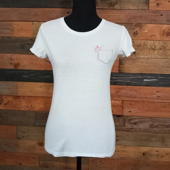 Guy Harvey Tops - EUC Guy Harvey white swordfish t-shirt- Small